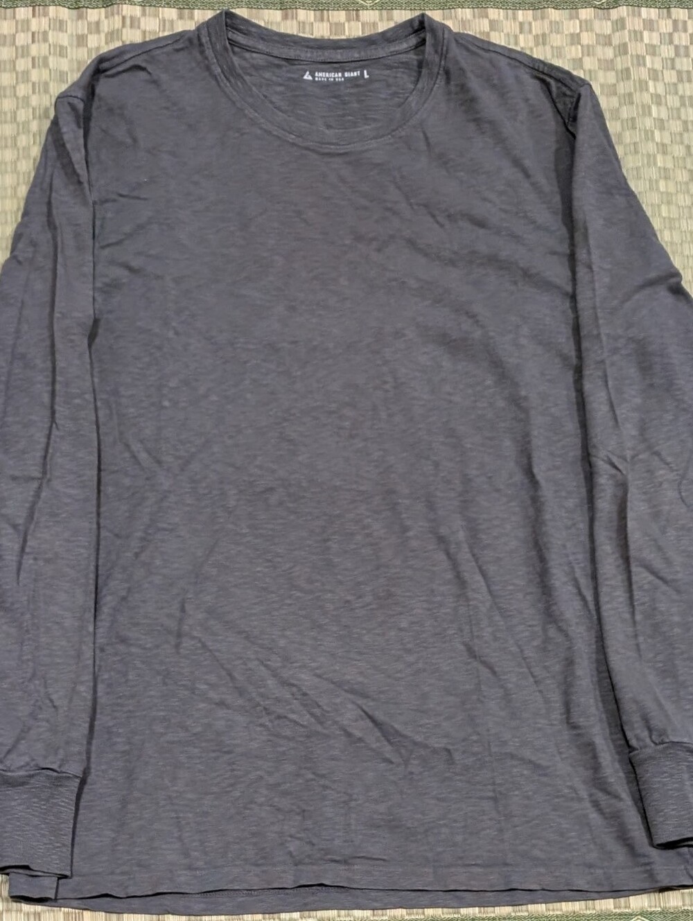 American Giant Premium Slub Crew Long Sleeve T-shirt Thunderstorm Men's Size Lg